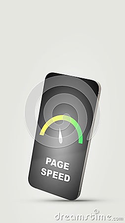 Closeup view of the mobile phone screen with accelerometer of page speed with low values Stock Photo