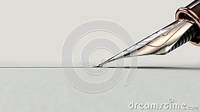 Fountain Pen Drawing Line Stock Photo