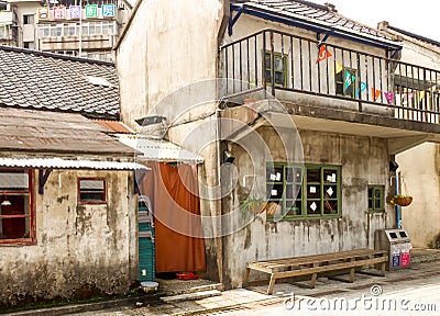 Closeup View of Taichung military dependants village in Taiwan Editorial Stock Photo