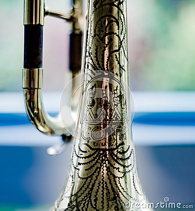 Closeup view on a trumpet detail Stock Photo