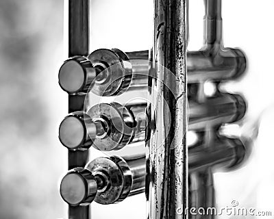 Closeup view on a trumpet detail Stock Photo