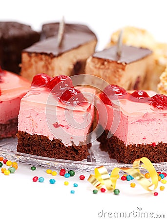 Closeup view of various creamy cakes Stock Photo