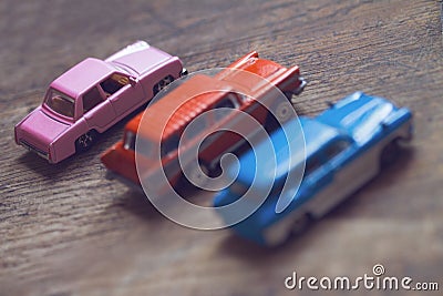 Closeup of vintage toy cars Stock Photo