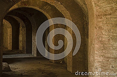 Closeup of the walls of the Amphitheatre of Pompeii in Pompeii, I Stock Photo