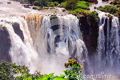 Closeup Waterfalls, Iguassu Falls, in Brazil Stock Photo