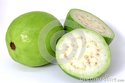 Closeup of white guava on white background Stock Photo