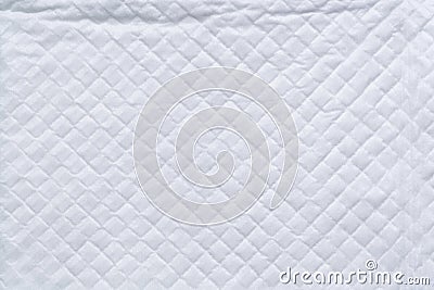 White and soft baby cloth crumpled diapers or disposable flat bed sheet with square background and texture Stock Photo