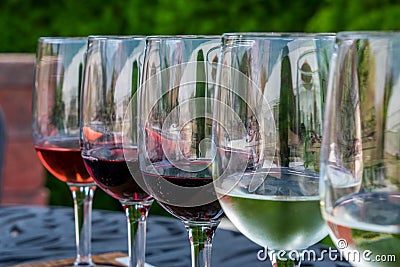 Closeup of wine sampler at a midwestern vineyard Stock Photo