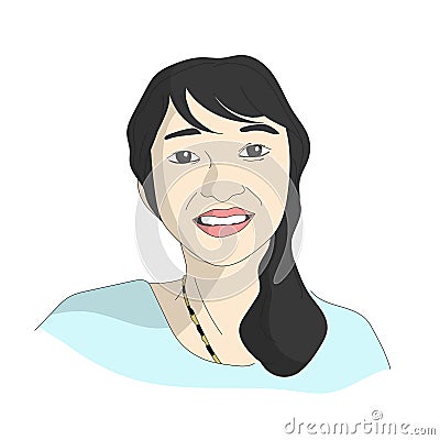 closeup woman smiling illustration vector hand drawn isolated on white background Vector Illustration