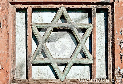 Closeup of wooden Star of David. Stock Photo