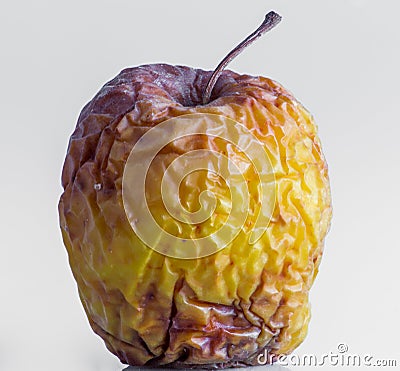 Closeup for wrinkled yellow apple Stock Photo