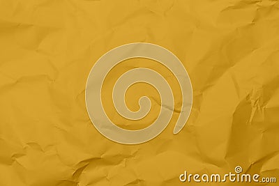 Closeup yellow crumpled paper texture background Yellow wrinkled fabric texture background Stock Photo