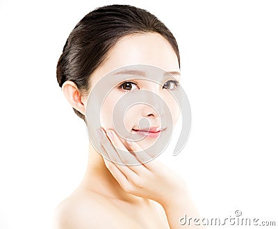 Closeup young beautiful woman face Stock Photo