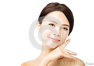 Closeup young beauty woman face Stock Photo