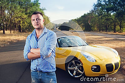 Closeup of young trendy male driver Stock Photo