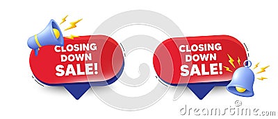 Closing down sale. Special offer price sign. Red speech bubbles. Vector Vector Illustration