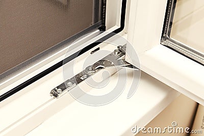 Closing mechanism of plastic windows Stock Photo