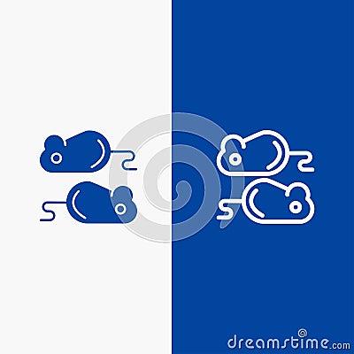 Closing, Testing, Test, Closing Test Line and Glyph Solid icon Blue banner Line and Glyph Solid icon Blue banner Vector Illustration