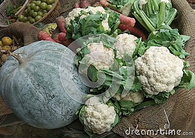 Closueup Cauliflower white and green vegtable image Stock Photo