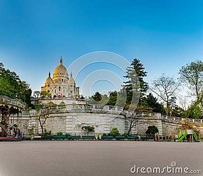 A closup of Basilica Sacre Coeur in Montmartre in Paris, France Stock Photo