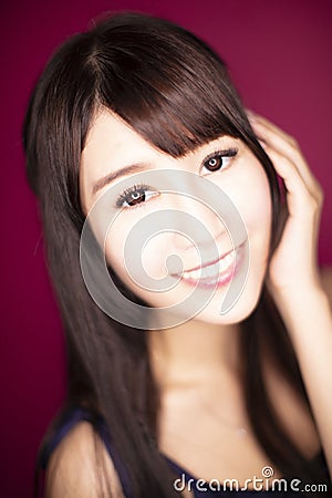 Closup happy young beautiful woman Stock Photo