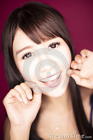 Closup happy young beautiful woman Stock Photo