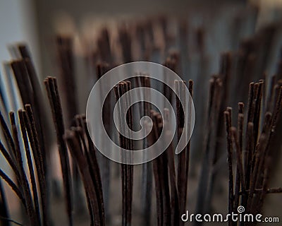 This is the closup macro photography image of matel brush. Stock Photo