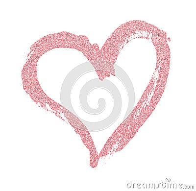 Closup of pink glitter heart painted with a brush Stock Photo