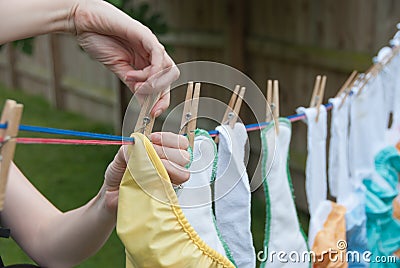 Cloth Diapers on a Clothesline Stock Photo