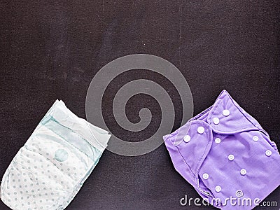 Cloth and disposable diapers Stock Photo