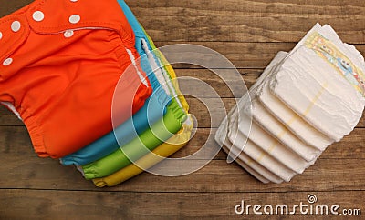 Cloth and Disposable Diapers Stock Photo