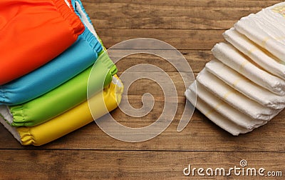 Cloth and Disposable Diapers Stock Photo