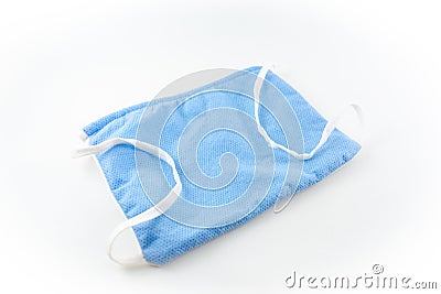 cloth face mask blue color isolated white background Stock Photo