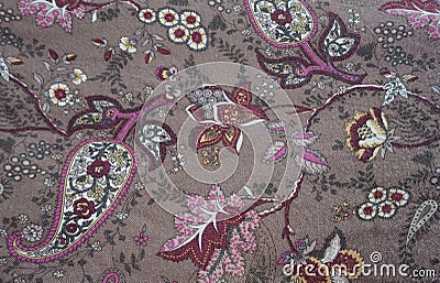 Cloth painted texture folksy rustic flower pattern Stock Photo