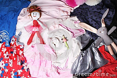 Clothes and accessories for girls background Stock Photo