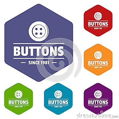 Clothes button dressmaking icons vector hexahedron Vector Illustration