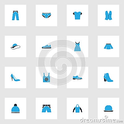 Clothes Colorful Icons Set. Collection Of Man Footwear, Panties, Heels And Other Elements. Also Includes Symbols Such As Vector Illustration