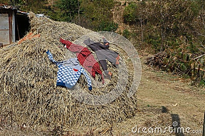 Clothes dry in Nepal Asia Stock Photo