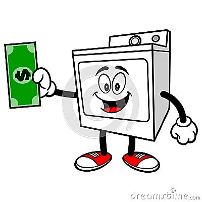 Clothes Dryer with a Dollar Vector Illustration