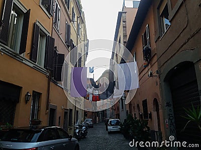 Clothes drying drip in Rome Editorial Stock Photo