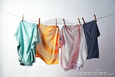 Clothes drying line. Generate Ai Stock Photo