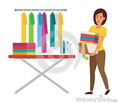 Clothes drying outdoors Vector Illustration