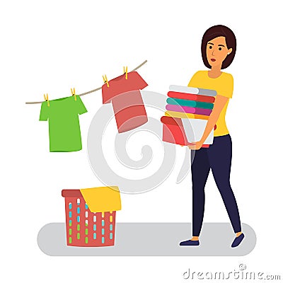 Clothes drying outdoors Vector Illustration