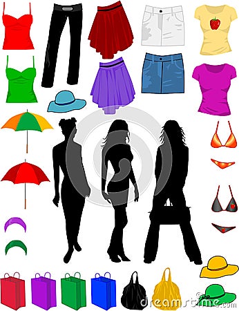 Clothes and fashion accessories Vector Illustration