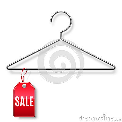 Clothes Hanger with Sale Tag Vector Illustration