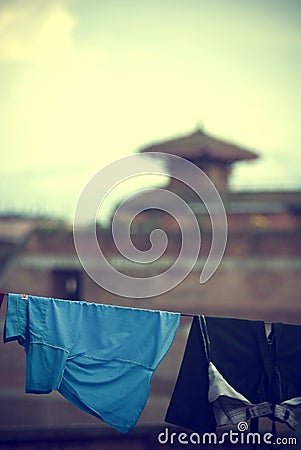 Clothes hanging Stock Photo