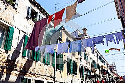 Clothes hanging to dry on a clothes-line Stock Photo