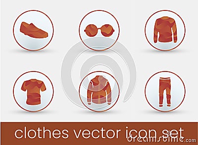 Clothes Icon Set red Vector Illustration