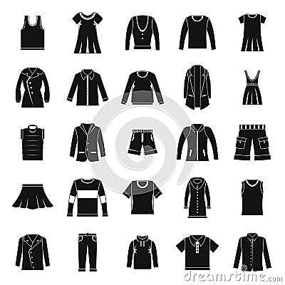 Clothes icons set in silhouette style Vector Illustration