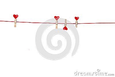 Clothes-Line for hearts Stock Photo